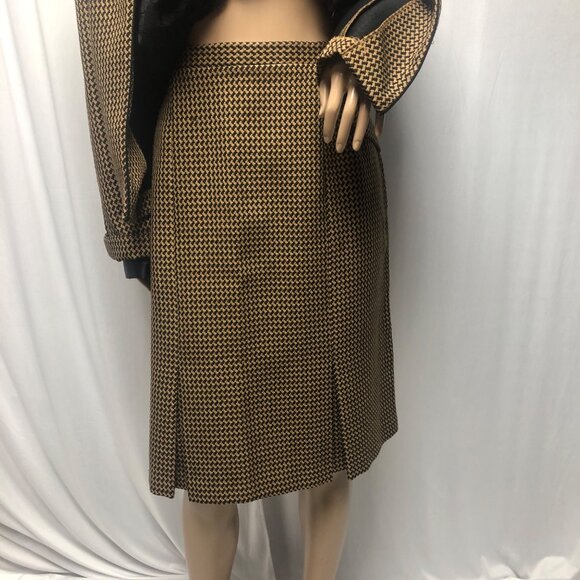 Sag Harbor Two Piece Suit Womens Size 16 Black Brown Open Front Jacket Skirt - Picture 6 of 10